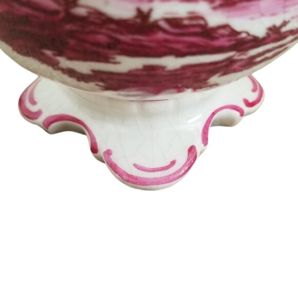 ERPHILA GERMANY Antique White Vase Hand Painted Pink Countryside Landscape - Picture 8 of 13
